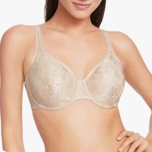 Wacoal Clear & Classic Underwire Bra Size 36C Lace Beige Cream